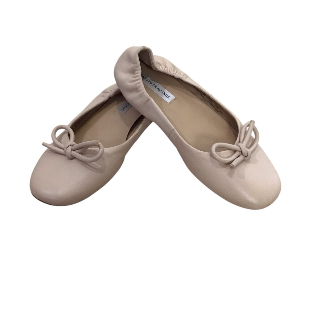Saks Fifth Avenue Cameron Blush Pink Leather Ballet Flats Size 5M
